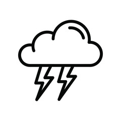 Storm Cloud Icon: A minimalist illustration of a dark, stormy cloud releasing a powerful lightning strike, capturing the essence of nature's raw power.