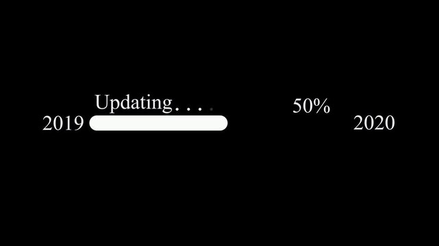 loading bar with Updating . Concept of new year, annual plan, growth strategy, Year change concept and black background..