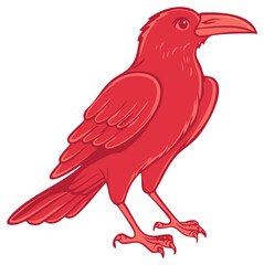 Fototapeta premium Stylized Red Bird with Distinctive Beak and Claws, Flat Illustration