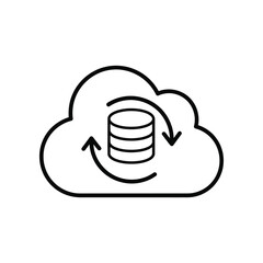 Cloud Data Storage: A simplified illustration of cloud data storage, featuring a database icon encapsulated within a cloud shape, symbolizing secure, accessible data management. 