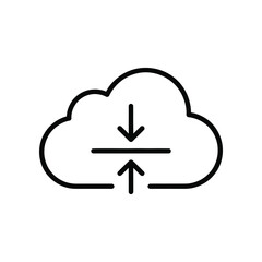 Cloud Computing Icon: A sleek and modern monochrome icon featuring a cloud and arrows, representing data transfer and the essence of cloud computing in a clean design.