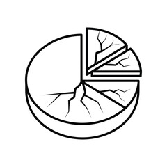 Pie Chart Graphic: A minimalist pie chart graphic with broken elements, symbolizing data fragmentation, decay, or other forms of deterioration.