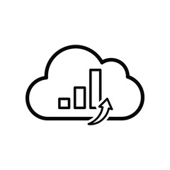Cloud Data Upload Icon: Clean graphic representing data upload and cloud storage, ideal for illustrating concepts of cloud computing, data management and network.