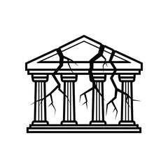 Cracked Structure: A symbolic representation of a crumbling building or edifice, evoking feelings of damage and ruin. 