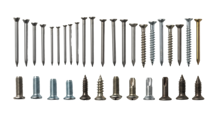 Assortment of Nails and Screws Hardware Fasteners Collection