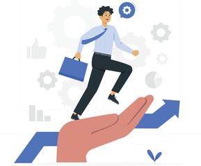 Business support and partnership illustration with rafiki