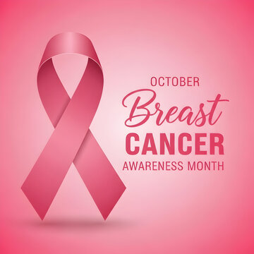 October breast cancer awareness month with pink ribbon on gradient background for support and solidarity in the fight against breast cancer and hope on transparent background