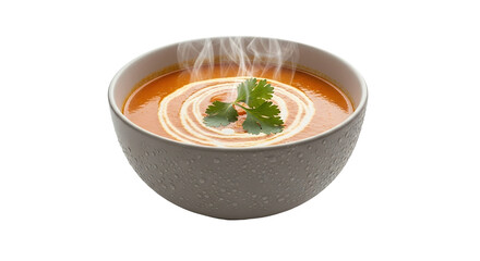 Hot Creamy Tomato Soup with Cilantro Garnish
