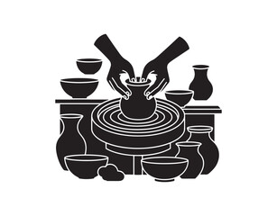 Handmade pottery represented as a black glyph icon.
