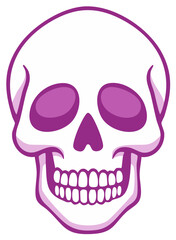 Fototapeta premium Graphic Illustration of a Cartoon Skull with Purple Details for Spooky Design