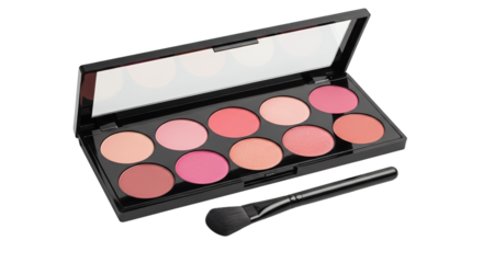 Makeup Blush Palette with Brush on Black Background