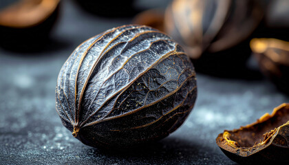 Candlenut Seed on Gray Surface for Tropical Essence and Natural Oil Art...............................................................................