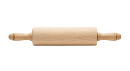 Wooden Rolling Pin Isolated on Black Background