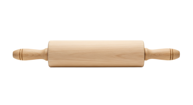 Wooden Rolling Pin Isolated on Black Background