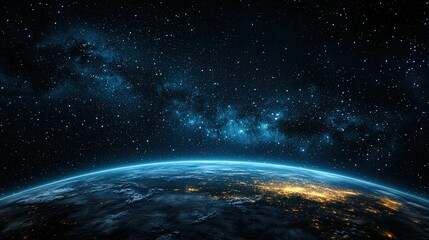 Fototapeta premium Astronomical view of earth and stars space digital artwork cosmic environment high-resolution perspective galactic wonders