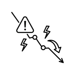 Electrical Hazard Warning: An illustrative depiction of a circuit breaker with an exclamation mark symbol, flashes of lightning, and an arrow, signifying potential danger or malfunction in the system.