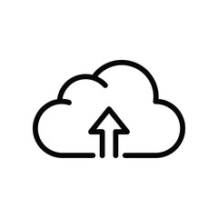 Cloud Upload Icon: A minimalistic cloud icon with an upward arrow symbolizes data transfer and cloud computing, communicating technology and connectivity.