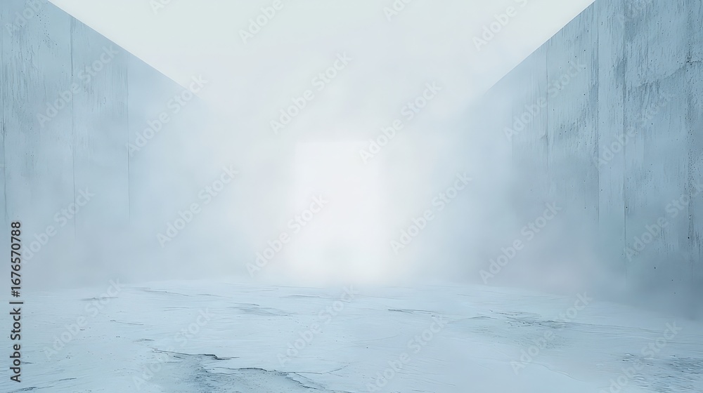 Canvas Prints mysterious light at the end of the foggy corridor abandoned space digital art ethereal atmosphere na