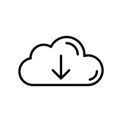 Cloud Download Icon: Simple yet symbolic illustration of cloud with downward arrow, representing file download or cloud data transfer.