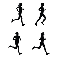 Silhouette Collection of Runners in Motion