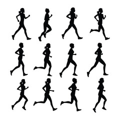 Silhouette Collection of Runners in Motion