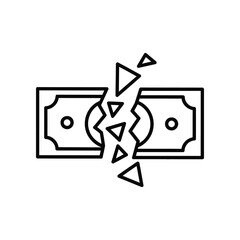 Currency's Diminishing Value: An illustrated image depicting a currency note, torn apart, symbolizing financial fragility and economic instability.