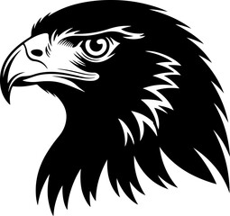 American hawk head black silhouette vector