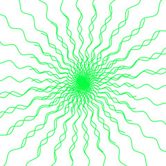 Vibrant green sunburst with wavy, radiating lines on white — fresh, energetic, and perfect for eco, tech, or creative designs with lively, rhythmic motion and modern flair.