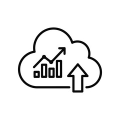 Cloud Data Ascent: An emblem representing financial growth, showcasing an upward trend line and bar graph ascending towards the cloud, symbolizing data and progress.