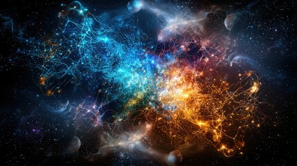 Fototapeta premium Cosmic energy burst deep space digital art intergalactic environment vivid colors abstract concept