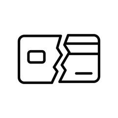 Broken Card: A stark outline of a cracked card, symbolizing financial troubles, debt, or a breach of payment