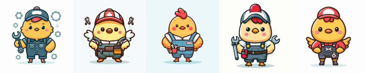 vector of chicken in mechanical costume