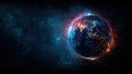 Obraz premium Exploration of earth from space global view digital art cosmic environment aerial perspective universal connectivity