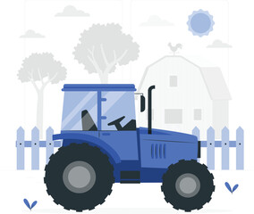 Farm tractor illustration with rafiki character