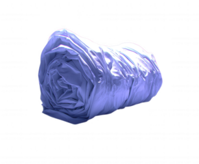 Rolled up light purple duvet cover isolated on transparent background