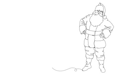 Continuous one line art drawing a santa claus.	