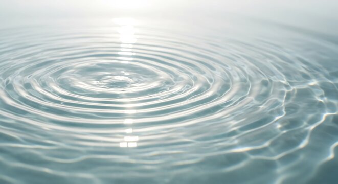 水面に広がる穏やかな波紋 優しい光が反射する. AI Generated
