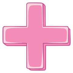 Obraz premium Simple pink plus symbol with a 3D effect and rounded edges