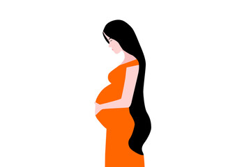woman pregnancy with smiling on her face on the white background.