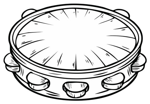 black and white tambourine musical instrument clip art preview