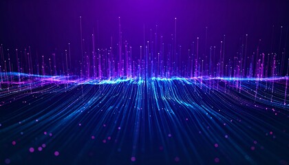 Abstract Digital Landscape with Purple and Blue Lines.