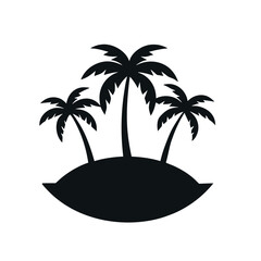 Tropical Island Silhouette with Three Palm Trees – Minimalist Vector for Travel, Beach, and Summer Themes