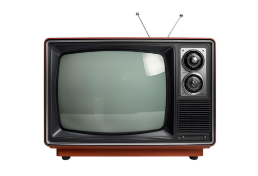 Vintage TV isolated for retro design, decoration, media, and display.