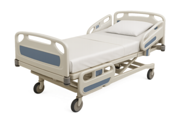 Hospital bed with white sheets and pillow clean environment