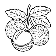 A lichi fruit illustration vector style coloring page