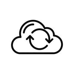 Cloud Synchronization: Simple cloud icon with two arrows revolving in opposite directions suggesting seamless cloud data synchronization.
