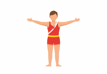 Gymnast in Red Leotard Artistic Gymnastics Pose Athlete Illustration Sport Graphics Competition Ready on transparent background