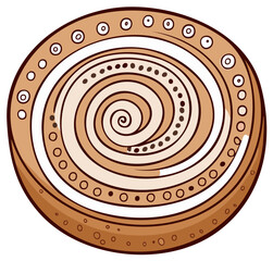 Stylized Brown Swirl Design Circle with Dotted Lines and White Accents for Digital Art