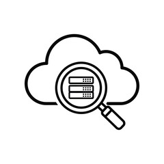 Cloud Data Analysis: A conceptual image showcasing a cloud with a magnifying glass, symbolizing the in-depth analysis of data stored within the cloud, illustrating the concepts of security and tech.