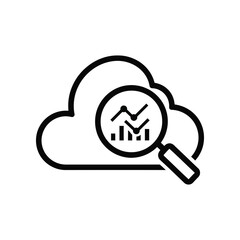 Cloud Data Analysis: Visual of the cloud paired with a magnifying glass, representing data analysis and cloud computing.